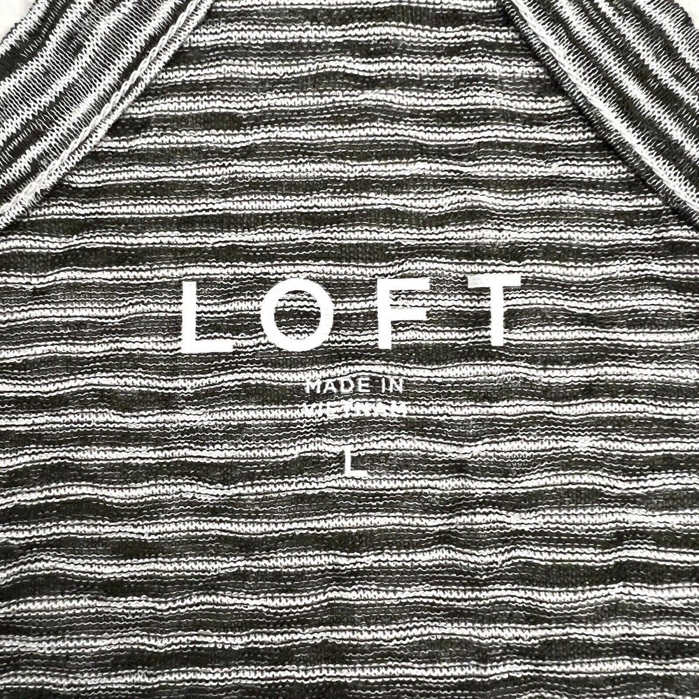 NWT Loft High Neck Black White Stripe Rayon Blend Halter Racerback Tank Top L - Picture 3 of 6